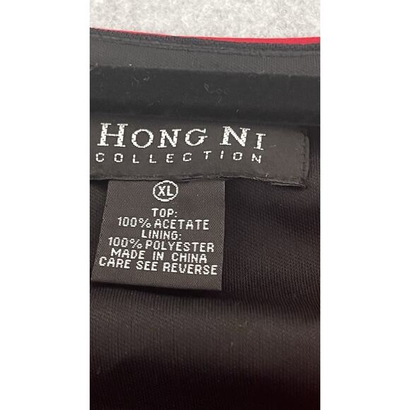 Hong Ni Red Maxi Midi Dress Sequins Asymmetrical Valentine Party Gala Glam SZ XL - Picture 10 of 10